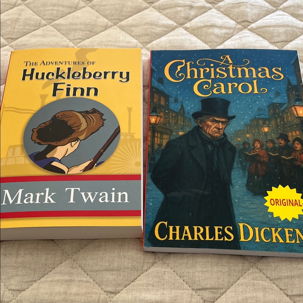 The Adventures of Huckleberry Finn and A Christmas Carol Books